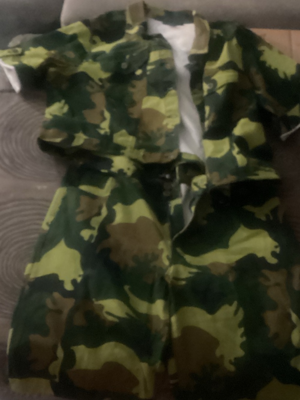 Ashley Stewart Green Camouflage Shorts Set